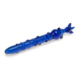 Blue Nubbed Glass Dildo with unicorn sshaped handle on a white background