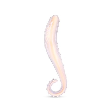 Iridescent G-Spot Glass Dildo on a white background