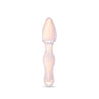 holographic glass dildo featuring a wavy shaft and tapered tip on a white background