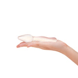 holographic glass dildo featuring a wavy shaft and tapered tip against a white background