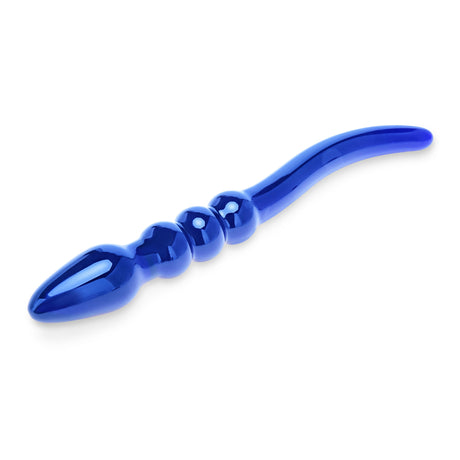 Blue Mirage - Dual-Ended dildo featuring tapered and beaded ends on a white background
