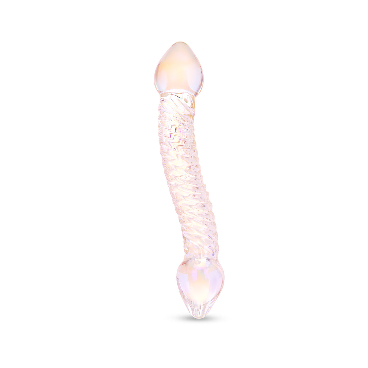 Dual-Ended Dildo with Textured Shaft and Taperd Tips  a white background