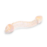 Dual-Ended Dildo with Textured Shaft and Taperd Tips surface on a white background