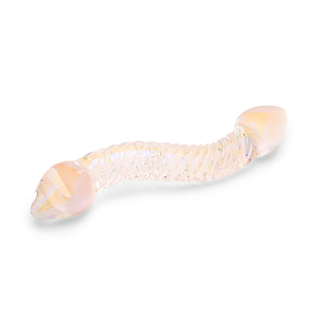 Dual-Ended Dildo with Textured Shaft and Taperd Tips surface on a white background