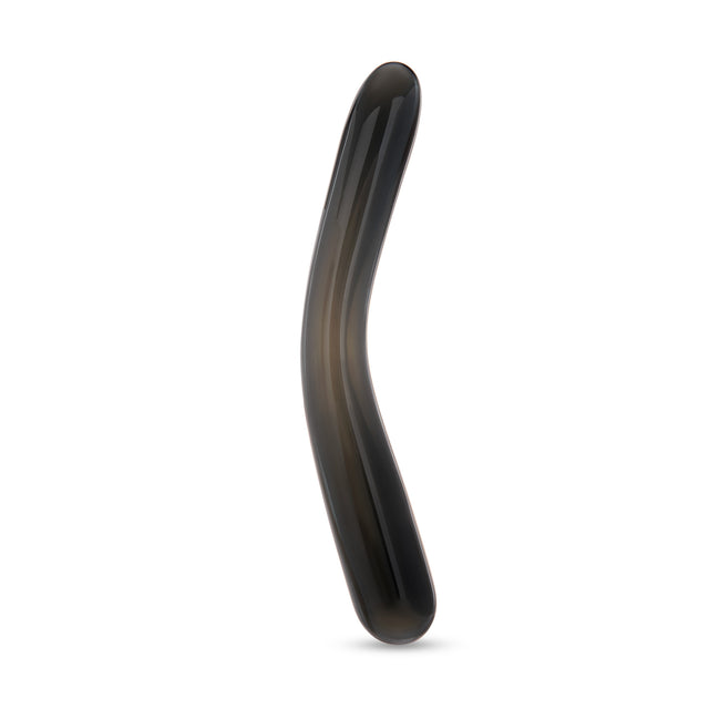 Black Curved Dual-Ended Glass Dildo on a white background