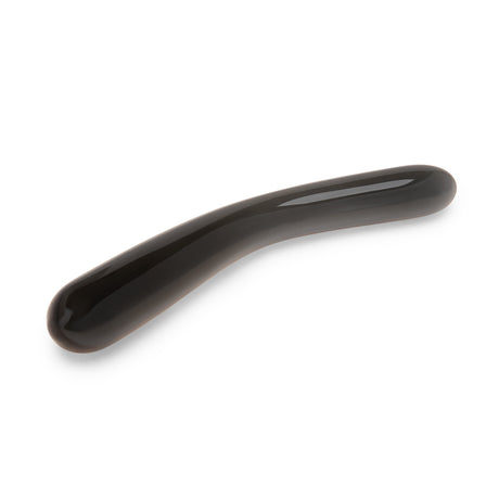 Black Curved Dual-Ended Glass Dildo on a white background