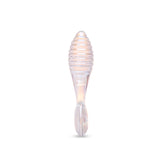 Ribbed Shaft Glass Anal Plug with a heart shaped base on a white background