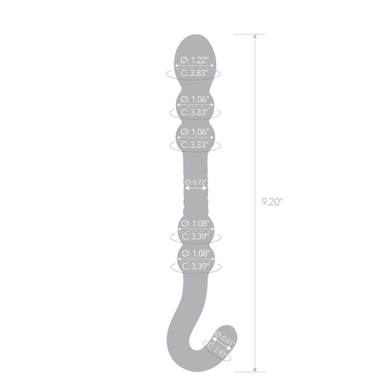 Gray silhoutte with measurements on a white background