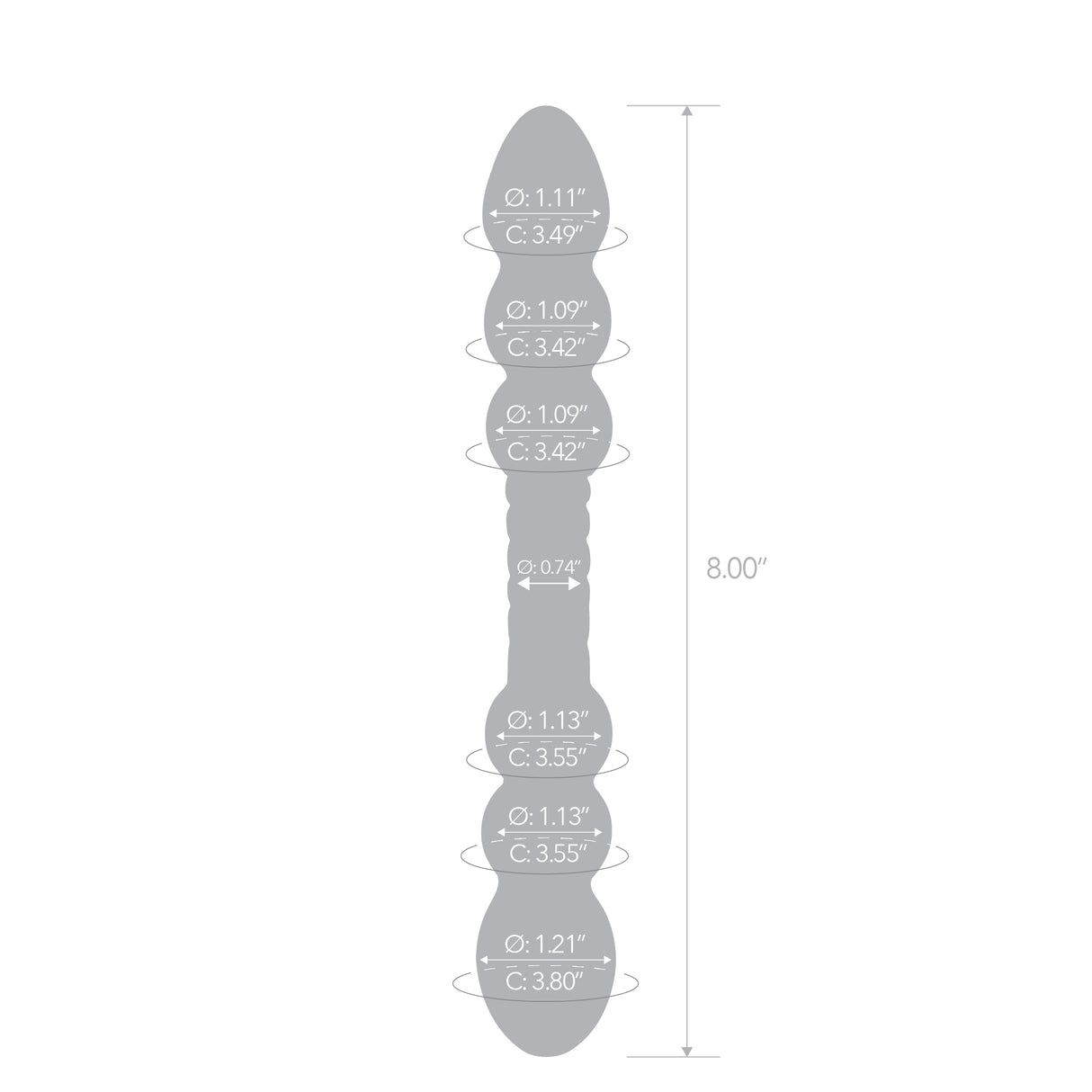 Gray silhoutte with measurements on a white background