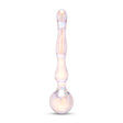 Iridescent Glass Dildo with round bulb and wavy shaft on a white background