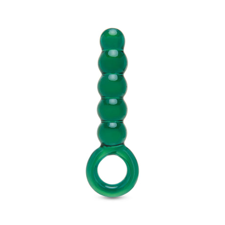 Green Beaded Glass Anal Plug on a white background
