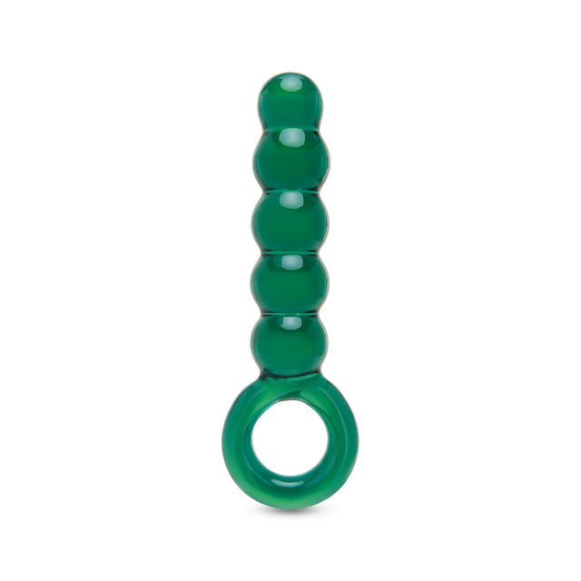 Green Beaded Glass Anal Plug on a white background