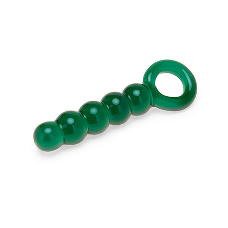 Green Beaded Glass Anal Plug on a white background