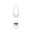 Sparkle Glass Anal Plug with tapered tip and flat, flared base on a white background