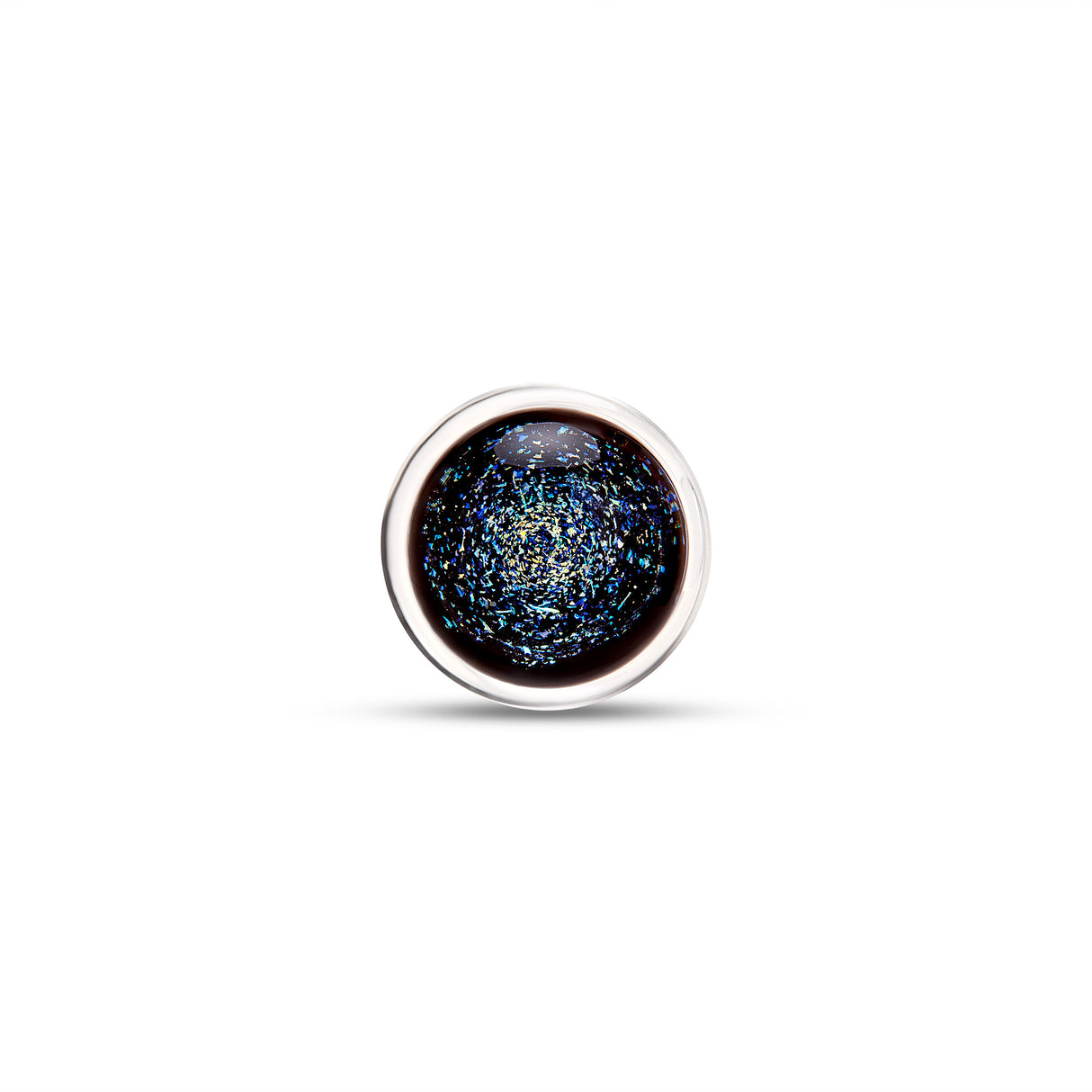 Round base with a dark,galaxy design center on a white background