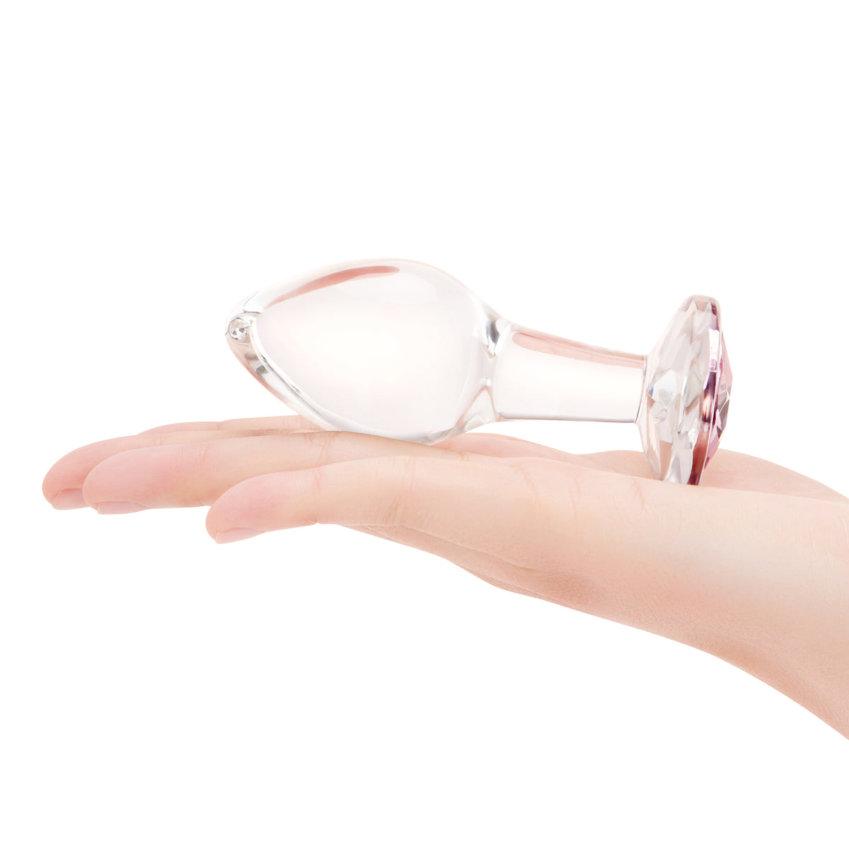 4" Pink Sparkle Glass Butt Plug