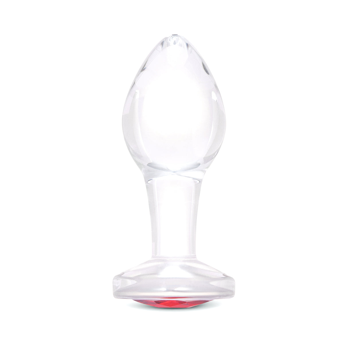 3.35" Cherry Sparkle Glass Butt Plug