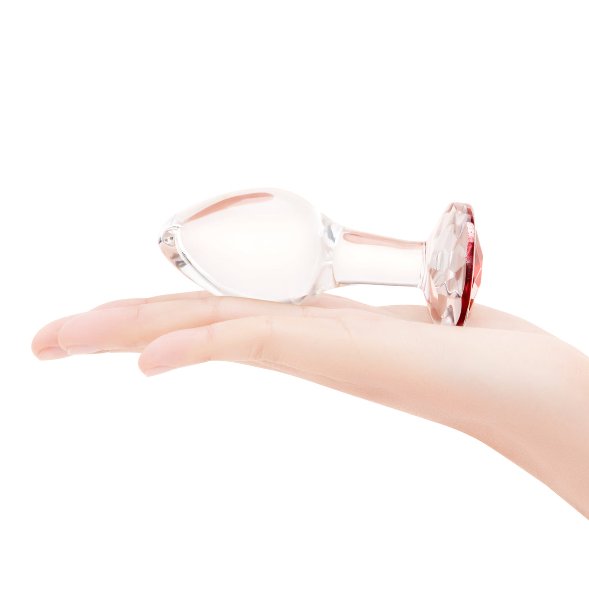 4" Cherry Sparkle Glass Butt Plug