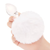 3.15" Frosted Fluff Tail Glass Butt Plug