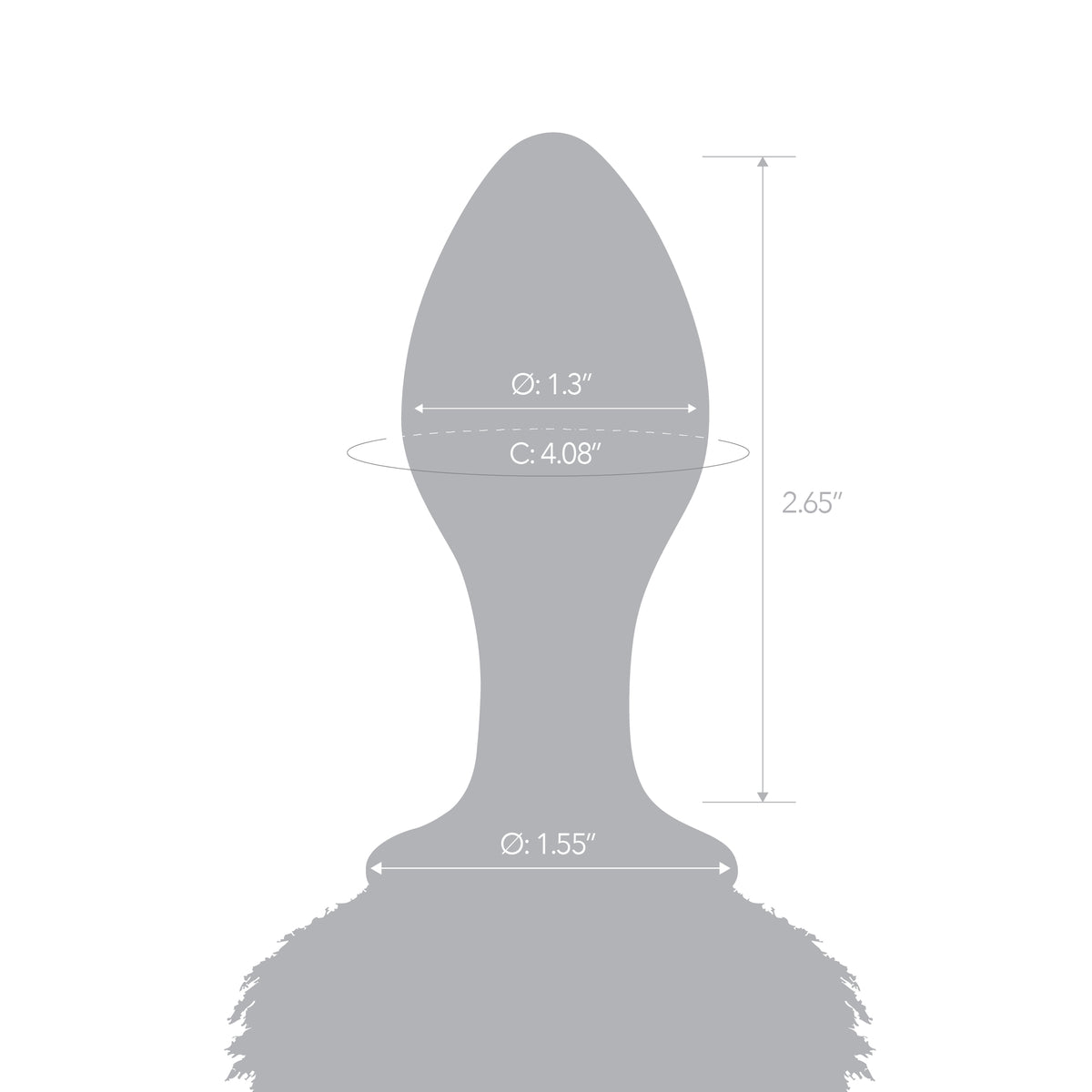 3.15" Frosted Fluff Tail Glass Butt Plug