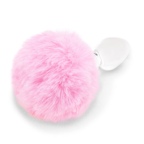 3.15" Pink Puff Tail Glass Butt Plug