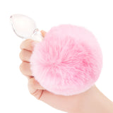 3.15" Pink Puff Tail Glass Butt Plug