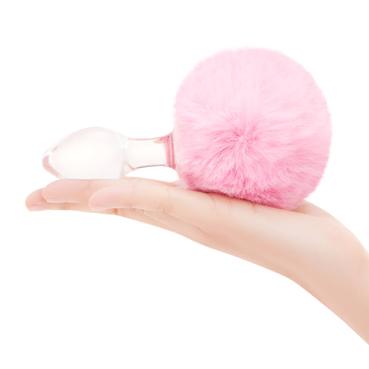 3.15" Pink Puff Tail Glass Butt Plug