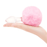 3.15" Pink Puff Tail Glass Butt Plug