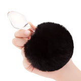 3.15" Noir Puff Tail Glass Butt Plug
