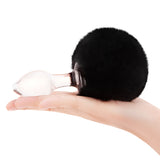 3.15" Noir Puff Tail Glass Butt Plug