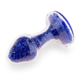 3.4" Blue Celestia Glass Butt Plug