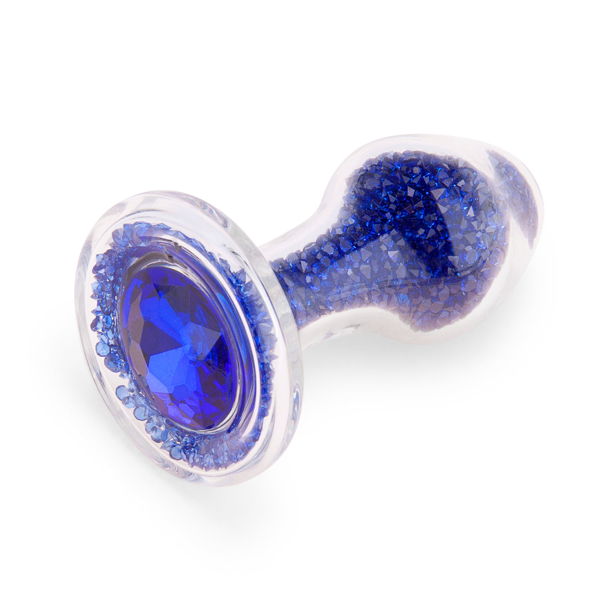 3.4" Blue Celestia Glass Butt Plug