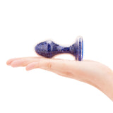 3.4" Blue Celestia Glass Butt Plug
