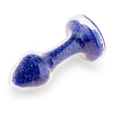3.7" Blue Celestia Glass Butt Plug