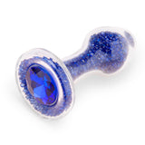 3.7" Blue Celestia Glass Butt Plug
