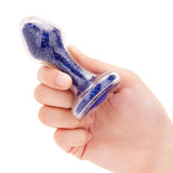 3.7" Blue Celestia Glass Butt Plug