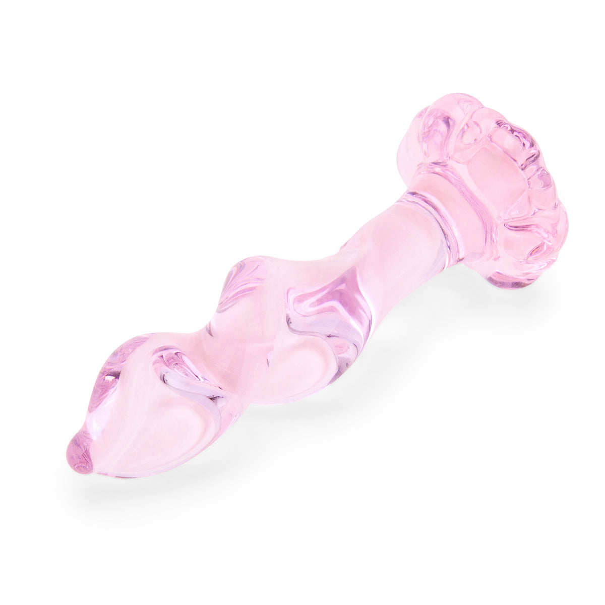 4.15" Pink Twist Rippled Glass Dildo