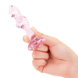 4.15" Pink Twist Rippled Glass Dildo