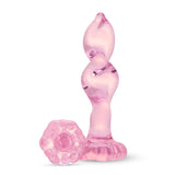 4.15" Pink Twist Rippled Glass Dildo