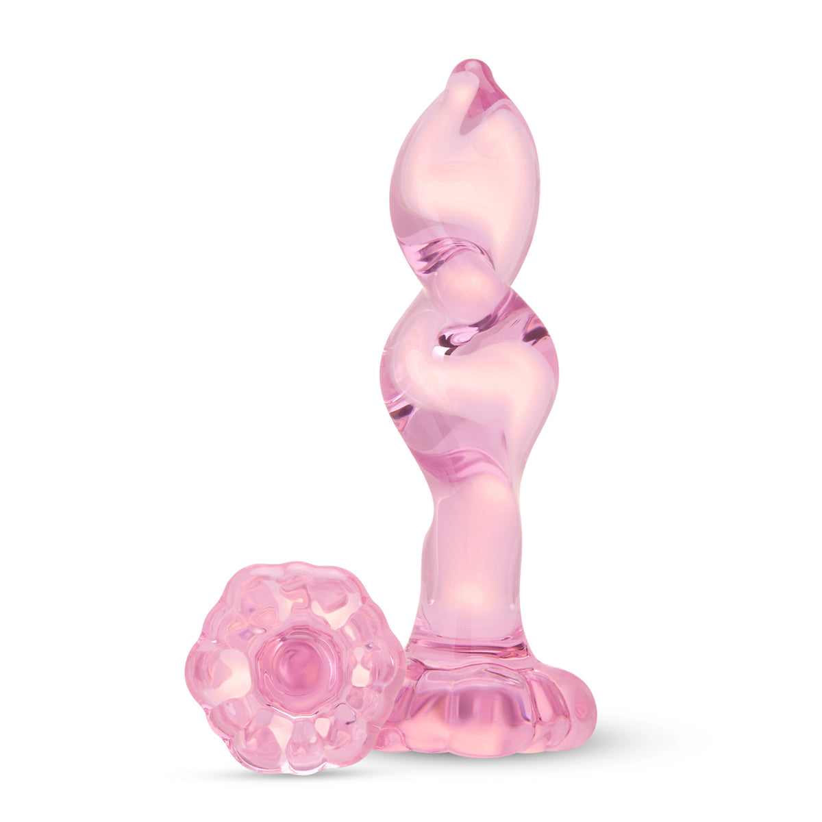 4.15" Pink Twist Rippled Glass Dildo