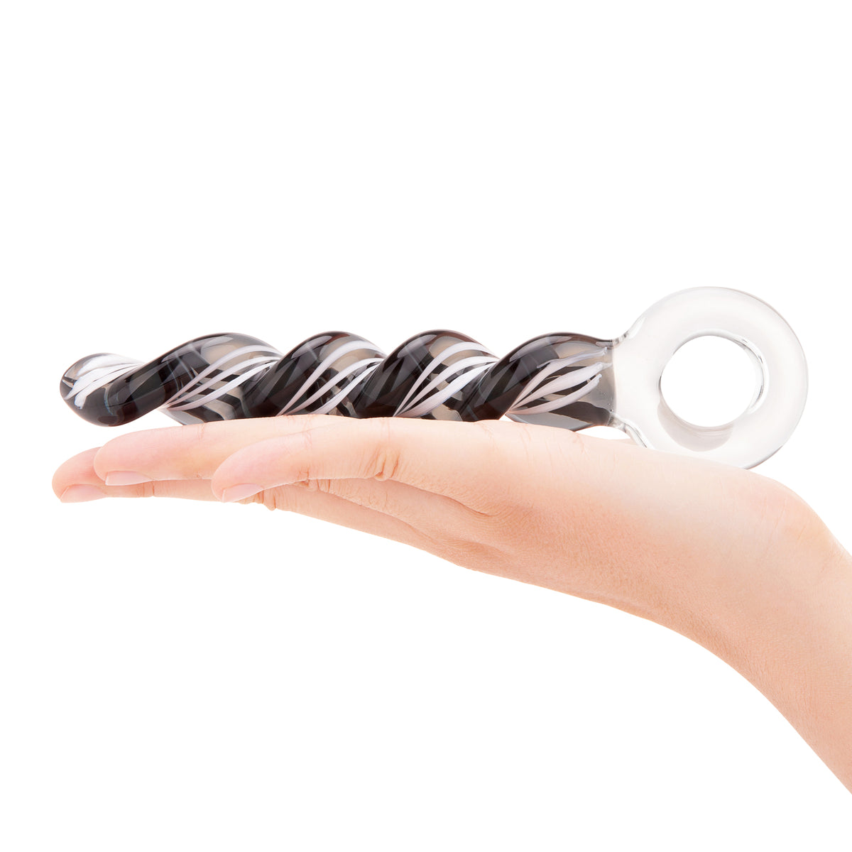 7.5" Zebra Spiral Glass Dildo
