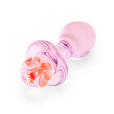 3.75" Pink Peony Glass Butt Plug