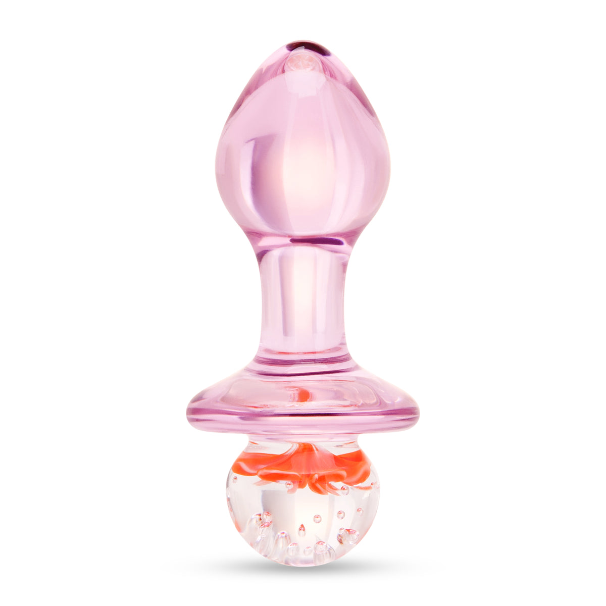 3.75" Pink Peony Glass Butt Plug