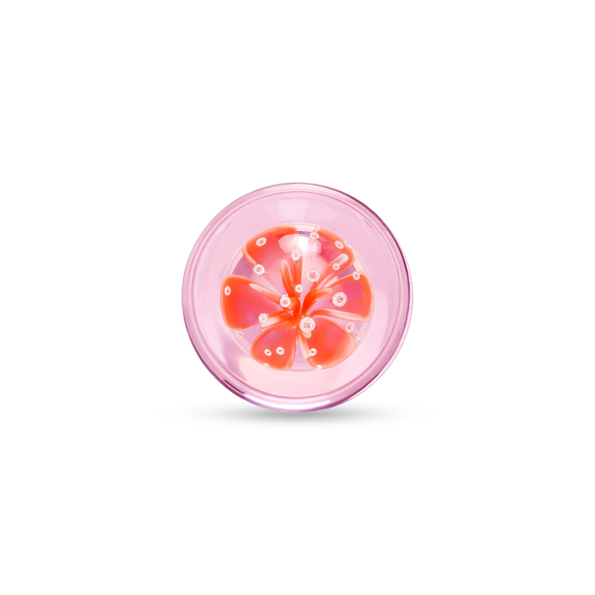 3.75" Pink Peony Glass Butt Plug