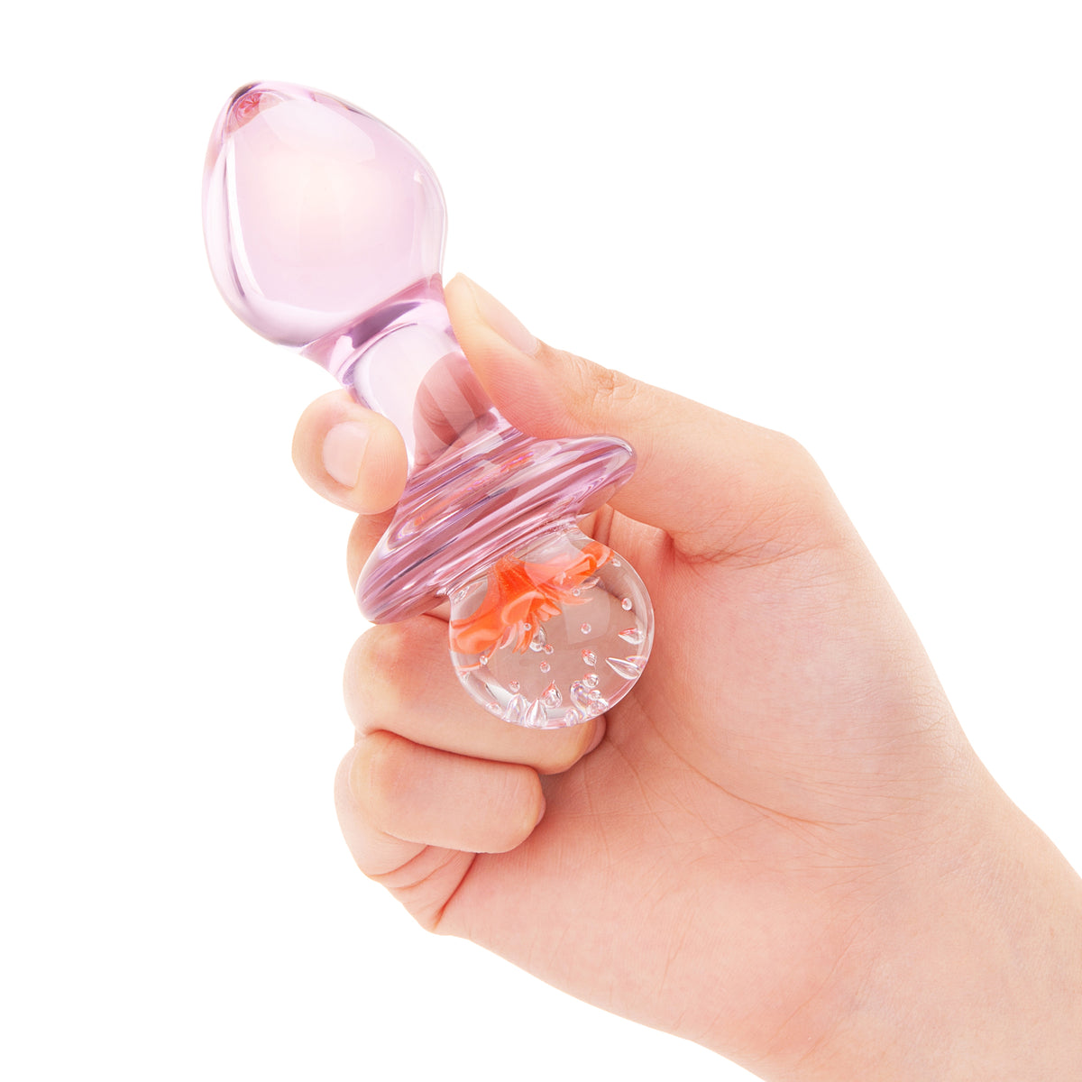 3.75" Pink Peony Glass Butt Plug