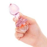 3.75" Pink Peony Glass Butt Plug