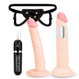 3-Piece Strap-On Pegging Set with Harness and Realistic Textured Vibrating Anal Dildo