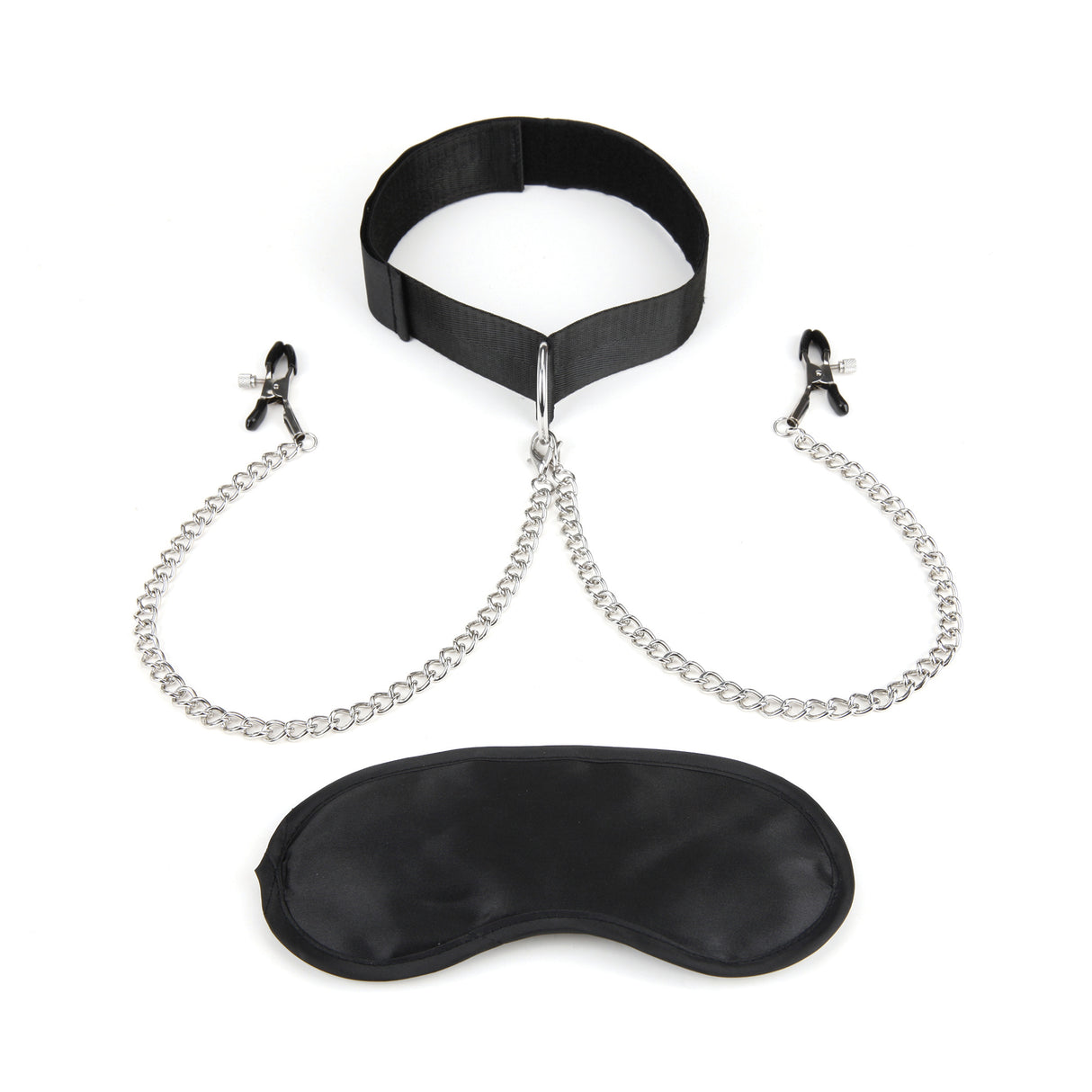 Bondage Collar With Nipple Clips