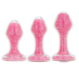 Scale Reference: Three Pink Celestia plugs standing side-by-side to illustrate Small, Medium, and Large size options.