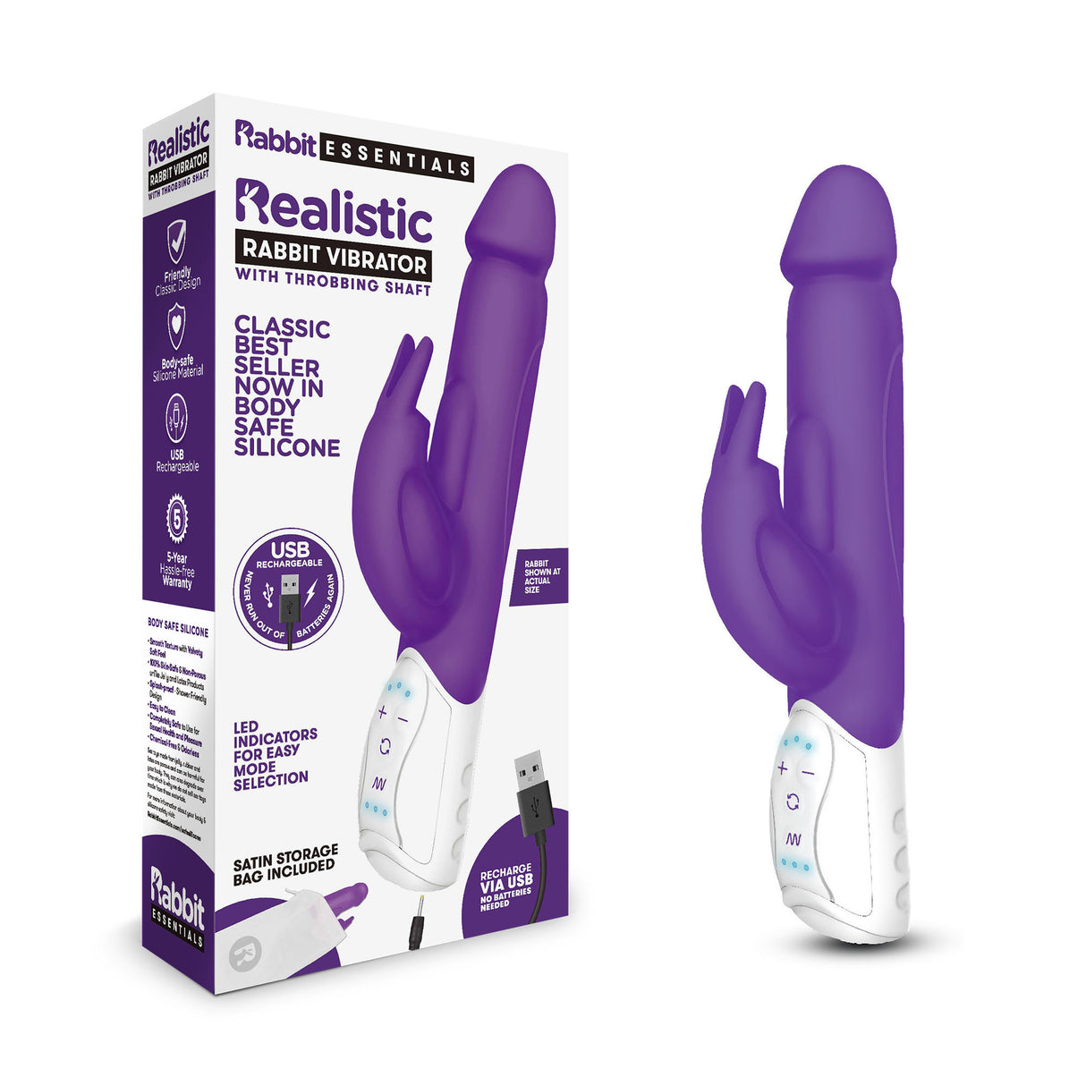 Realistic Rabbit Vibrator with Throbbing Shaft